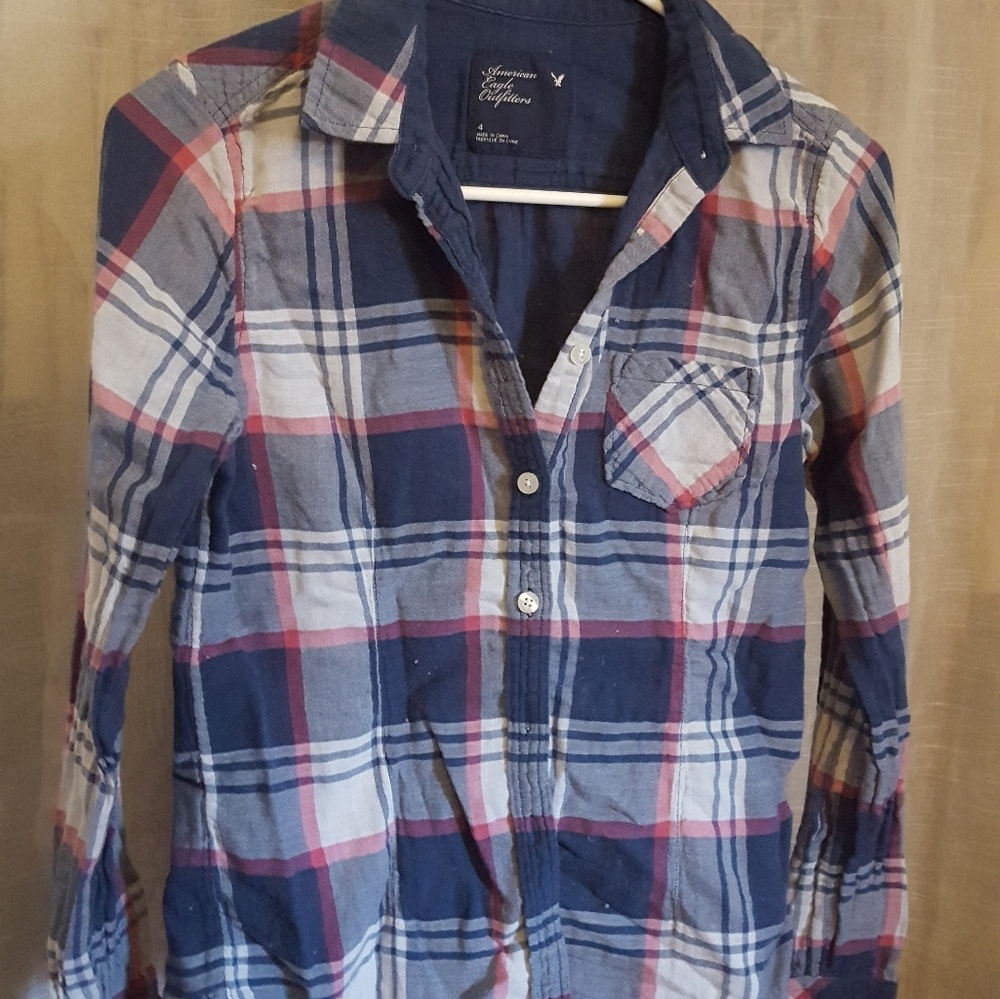Plaid AEO Button Up